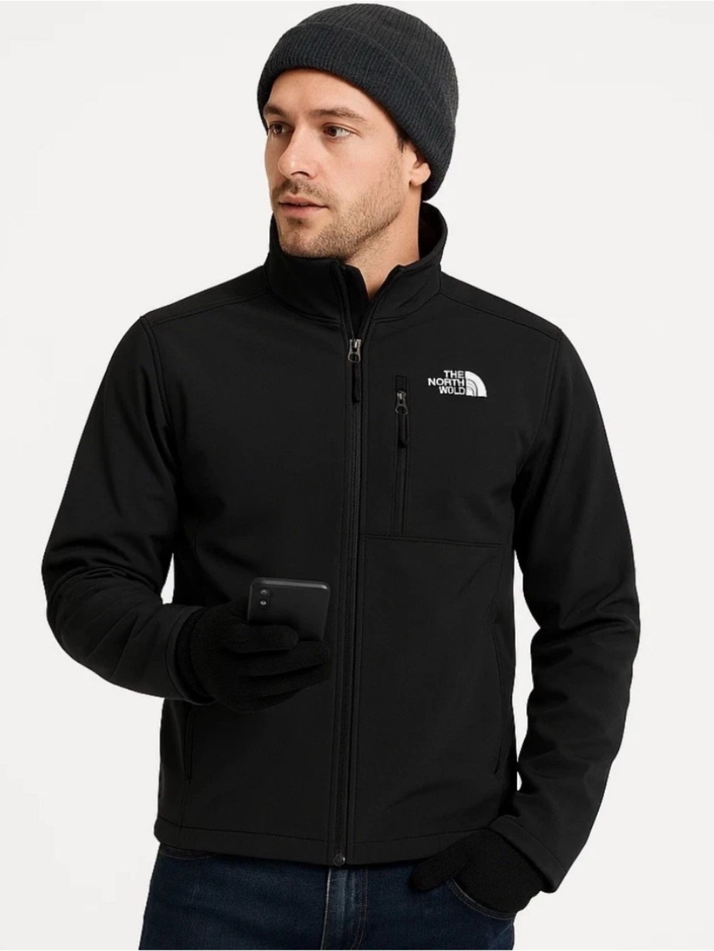 The North Face Apex Bionic Softshell Windwall Jacket Men's Sz Lg Black Ski Snow
